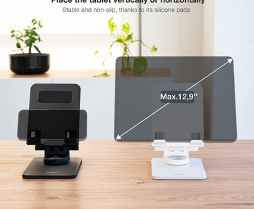 SOPORTE SOBREMESA AJUSTABLE PARA TABLETS 12.9" NEGRO TOOQ