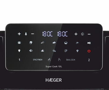 FREIDORA INTELIGENTE SUPER COOK 10L 2 CUBETAS NEGRO HAEGER